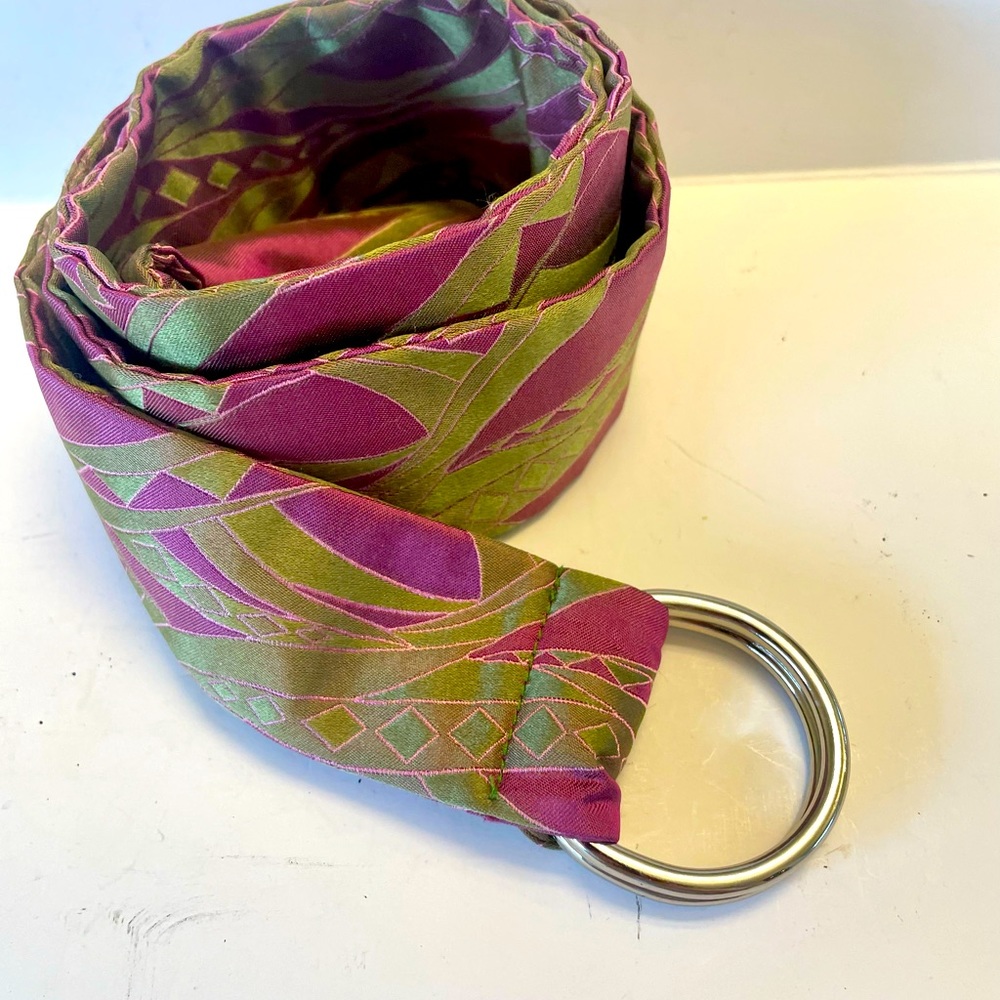 Talbots D Ring Fabric Belt Purple and Green Size Small
